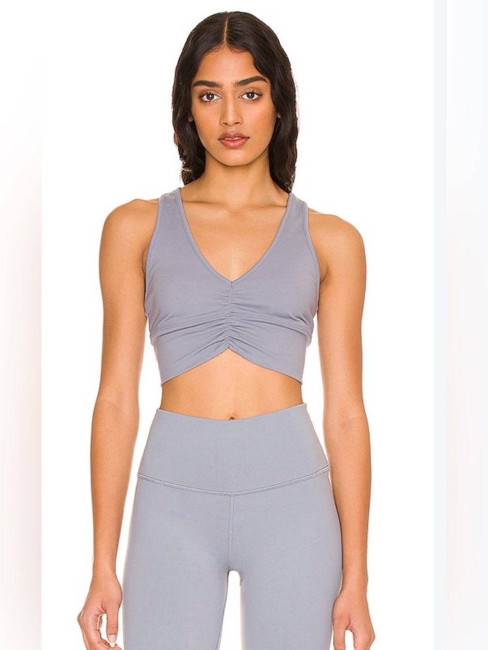 ALO Yoga Steel Blue Wild Thing Bra + Airbrush Legging Set XS/M